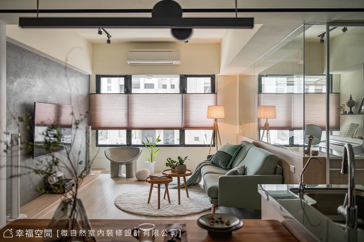 來一抹灰綠  暖陽下的自然靜謐雙人寓所│北歐風│29坪